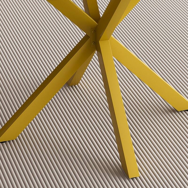 42" to 58" Extendable Round Dining Table, Modern Wood Veneer Top & Carbon Steel X-Base