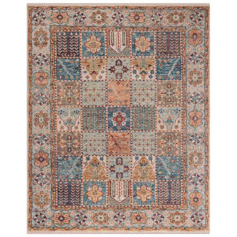 SAFAVIEH Hand-Knotted Samarkand Chiem Traditional Wool Rug - 9' x 12' - Blue/Rust