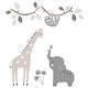 preview thumbnail 7 of 5, Lambs & Ivy Baby Jungle Animals 4-Piece Gray/White/Taupe Crib Bedding Set