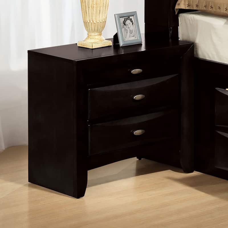 Furniture of America Brent Traditional Wood 3-Drawer Nightstand - Black