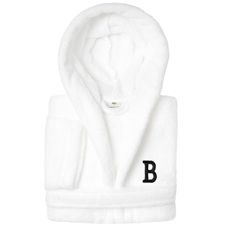 Sweet Kids 100% Polyester SUPER PLUSH Double Brushed Hooded Bathrobe with Black Bookman Monogram - Large - B