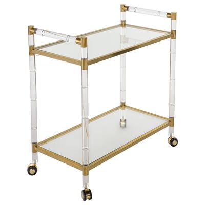 SAFAVIEH Couture High Line Collection Duval Bronze Brass Bar Trolley - 31.5" W x 15.8" L x 32.3" H