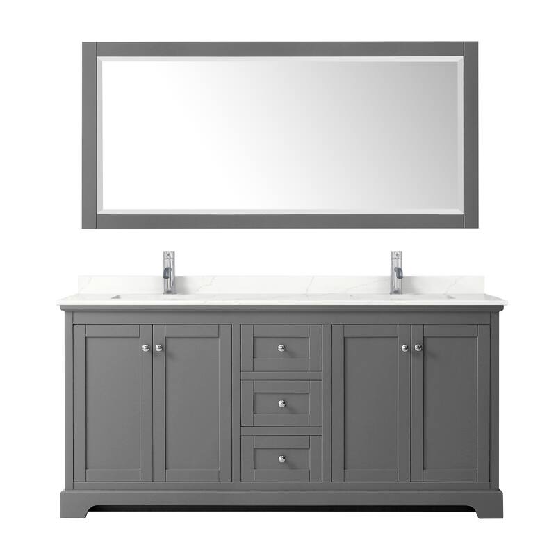 Avery 72-inch Double Vanity, Quartz Top, 70-inch Mirror