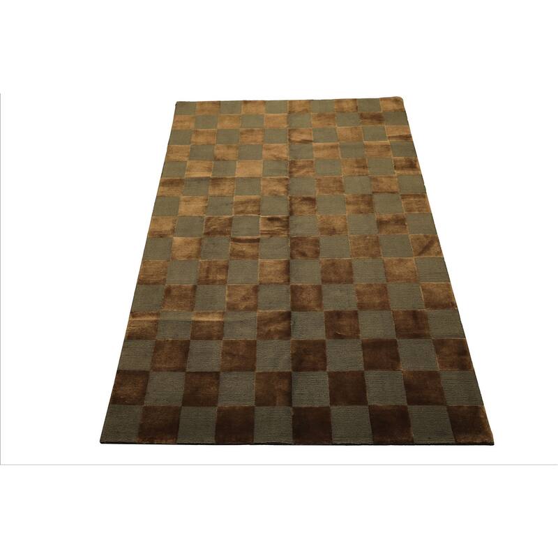 6'1''x9'3'' Tibetano Hand Knotted Wool Olive Modern & Contemporary Designer Rug - 6' 1'' x 9' 3''