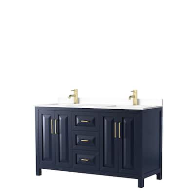 Daria 60 Inch Double Vanity, Cultured Marble Top
