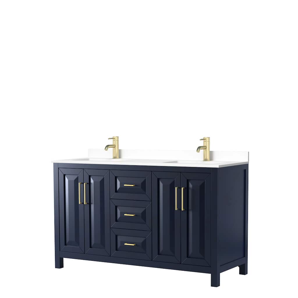 Daria 60 Inch Double Vanity, Cultured Marble Top