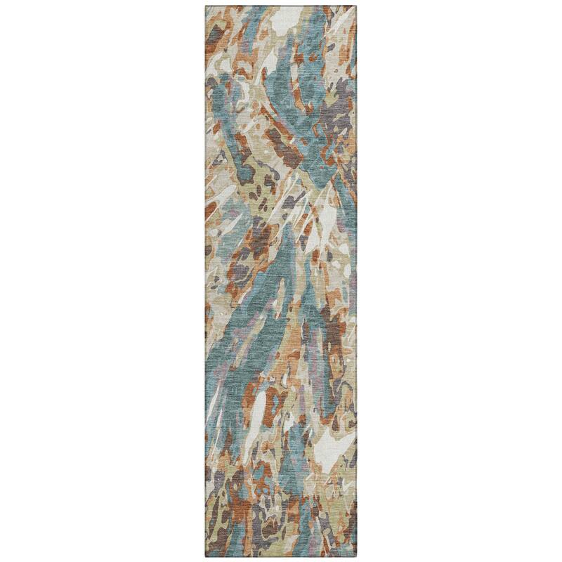 Machine Washable Indoor/ Outdoor Brushstrokes Chantille Rug