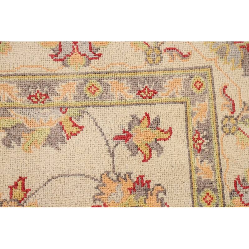 Transitional Floral Oushak Area Rug Hand-Knotted Wool Carpet - 4'11" x 7'8"