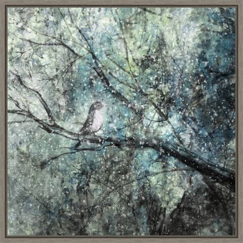 The Silence Of The Snow (Bird in Tree), Delphine Devos Framed Canvas