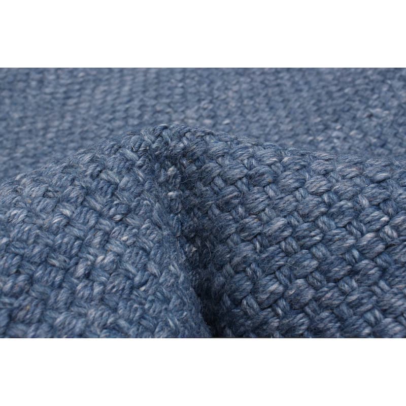 ECARPETGALLERY Braid weave Sienna Blue Wool Rug - 3'11 x 5'10