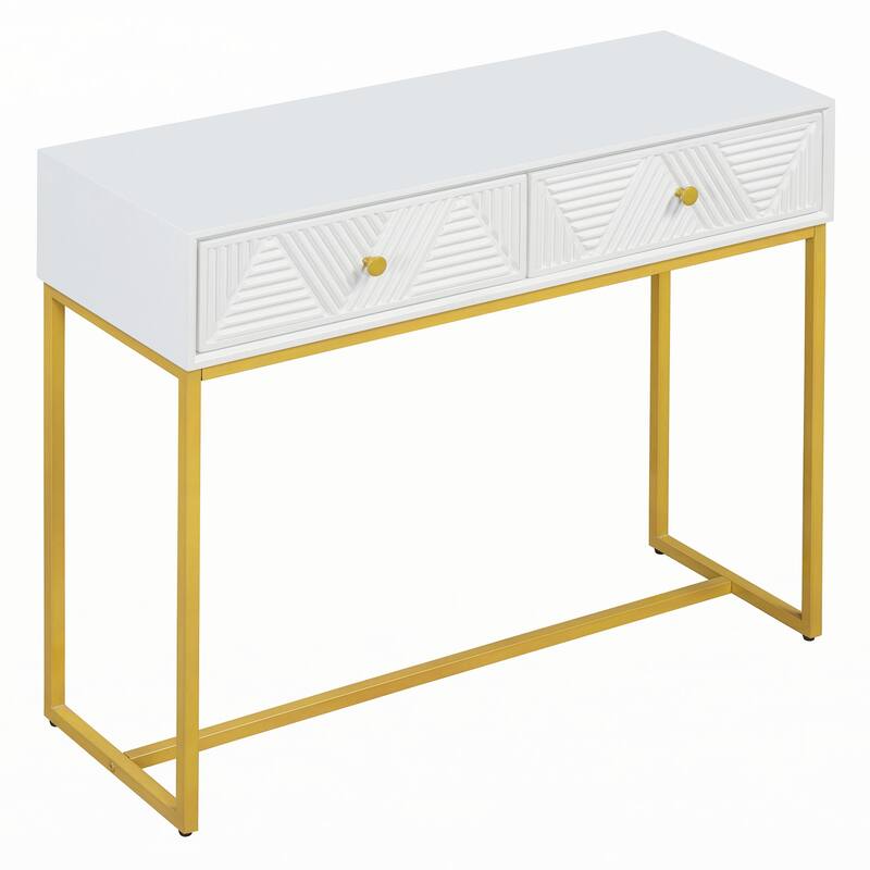Modern Sleek Console Table with Storage,White