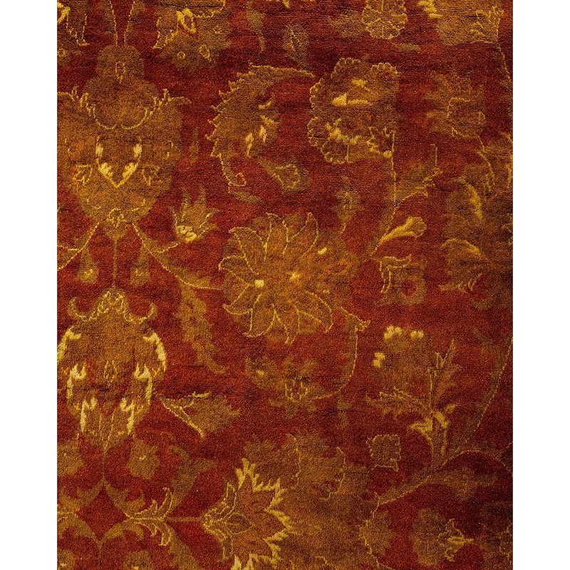 Overton Hand Knotted Wool Vintage Inspired Modern Contemporary Overdyed Gold Area Rug - 9' 2" x 12' 3"