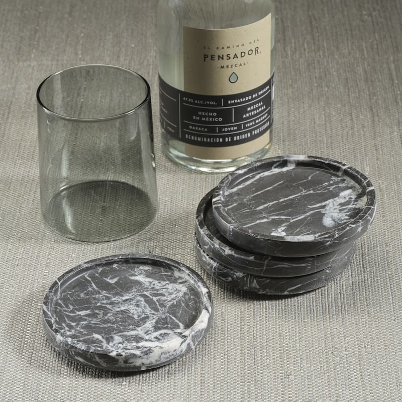 4.5' Round Marble Coasters, Set of 4