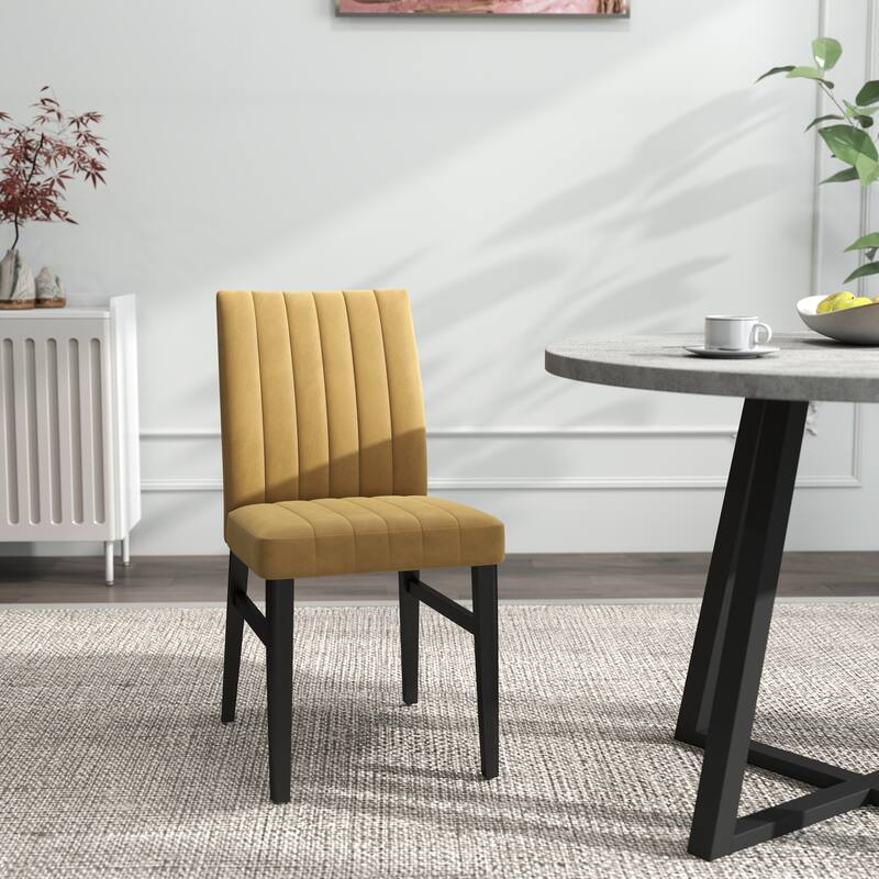 Roundhill Furniture Edo 5-Piece Dining Set, Round Table with 4 Upholstered Chairs,