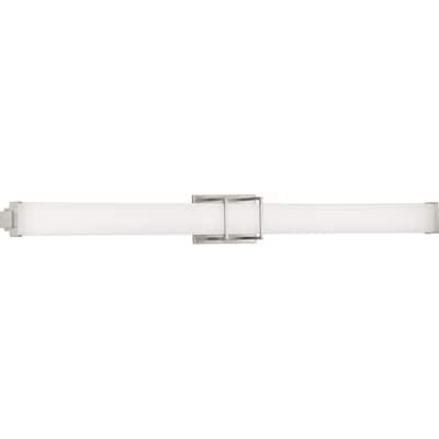 Phase 2.2 LED Collection 48" Brushed Nickel White Shade Modern Bath Vanity Light