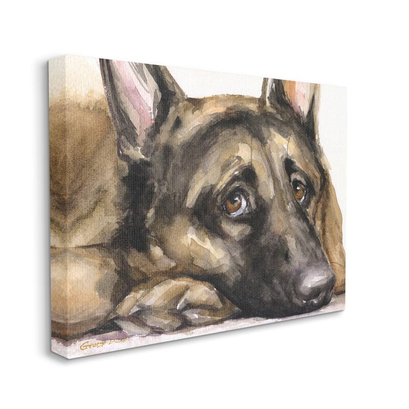Stupell Tired German Shepherd Dog Resting Head On Paw Canvas Wall Art, Design by George Dyachenko