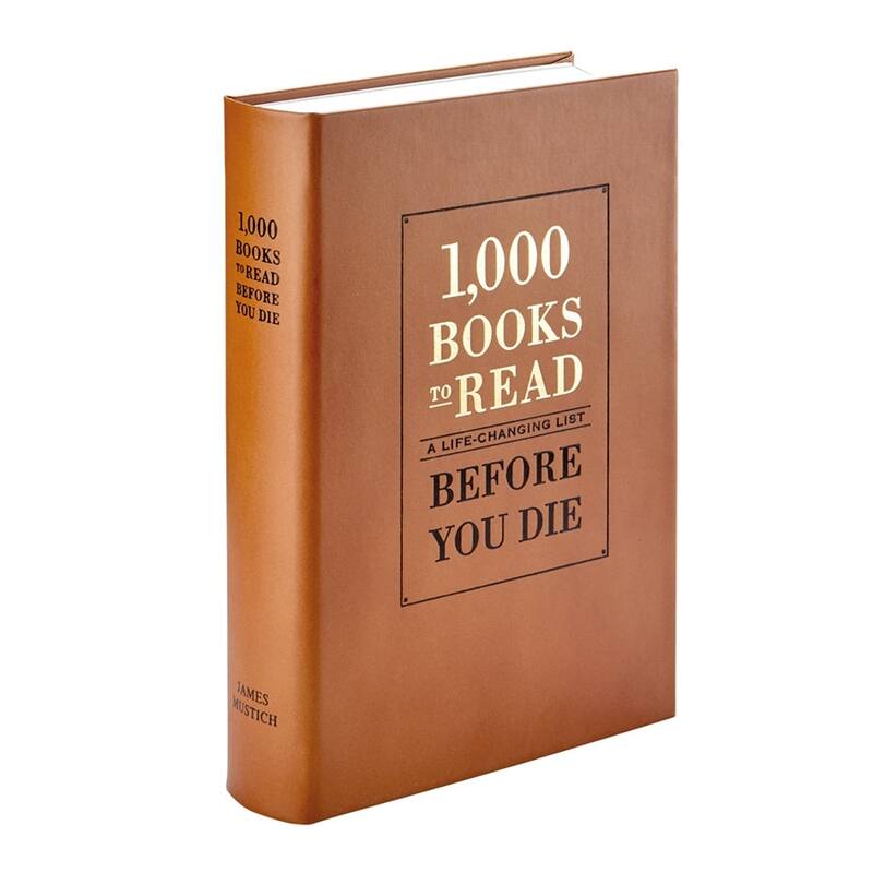 Graphic Image 1000 Books To Read Coffee Table Book, Leather, Tan