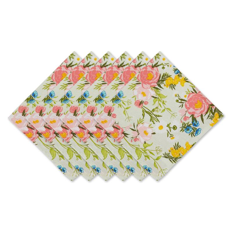DII Spring Bouquet Printed Napkin (Set of 6) - Napkin Set - Napkin Set