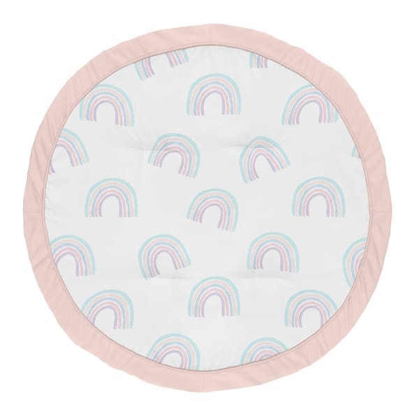 Shop Pastel Rainbow Collection Girl Baby Tummy Time Playmat Blush Pink Purple Teal Blue And White Multi Color Overstock 31453341
