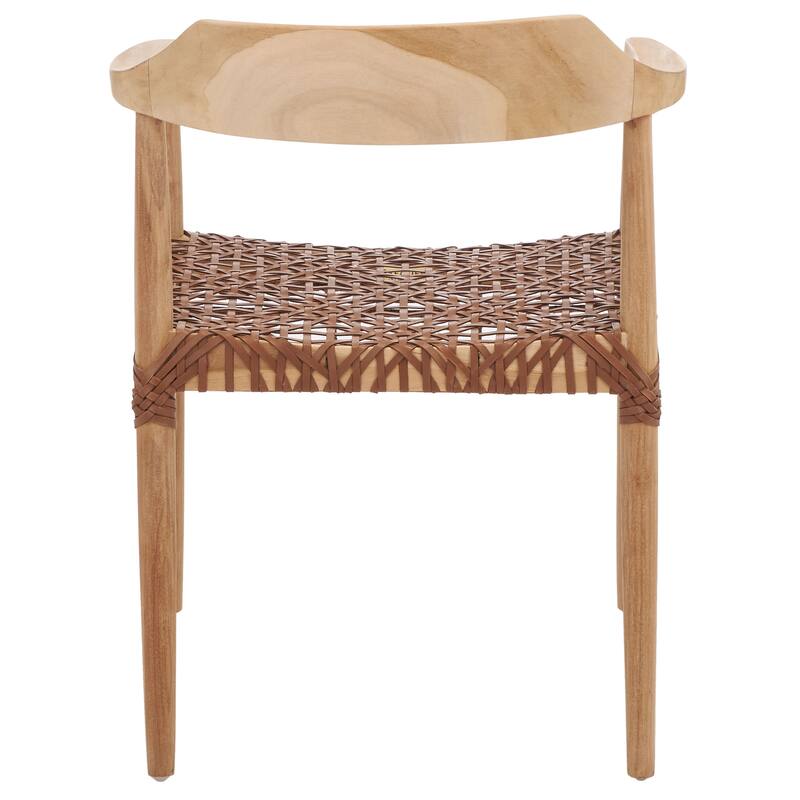 Munro Wanda Woven Leather & Solid Wood Accent Chair (Fully Assembled) - 22" W x 20.5" L x 28.5" H - 22Wx21Dx29H - Unfinished Natural/Green