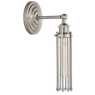 Industrial wall sconce with nickel finish
