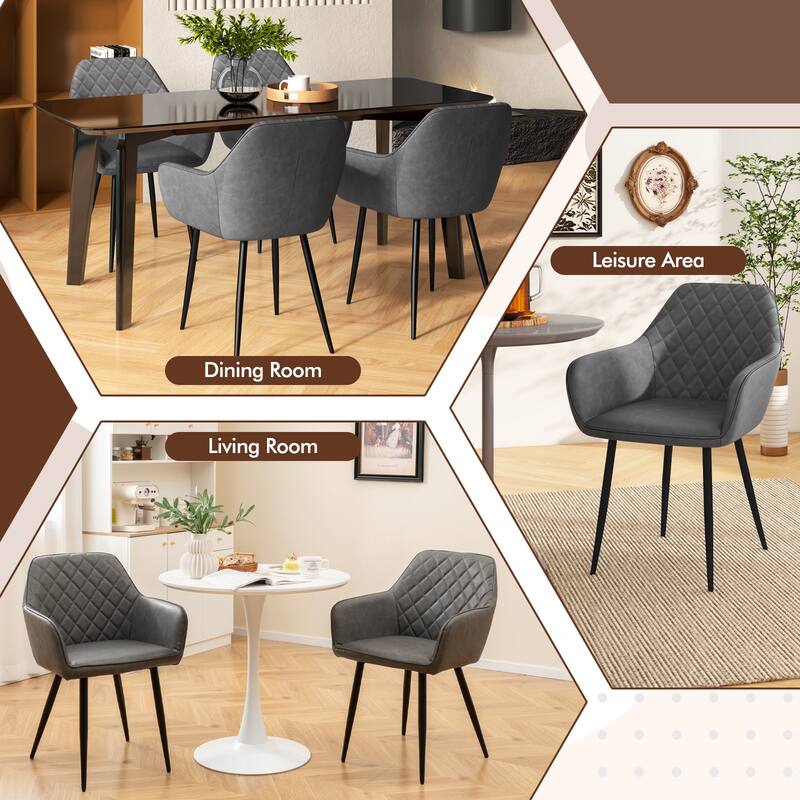 Gymax Leisure Dining Chair Set of 2 Upholstered Accent Chairs w/