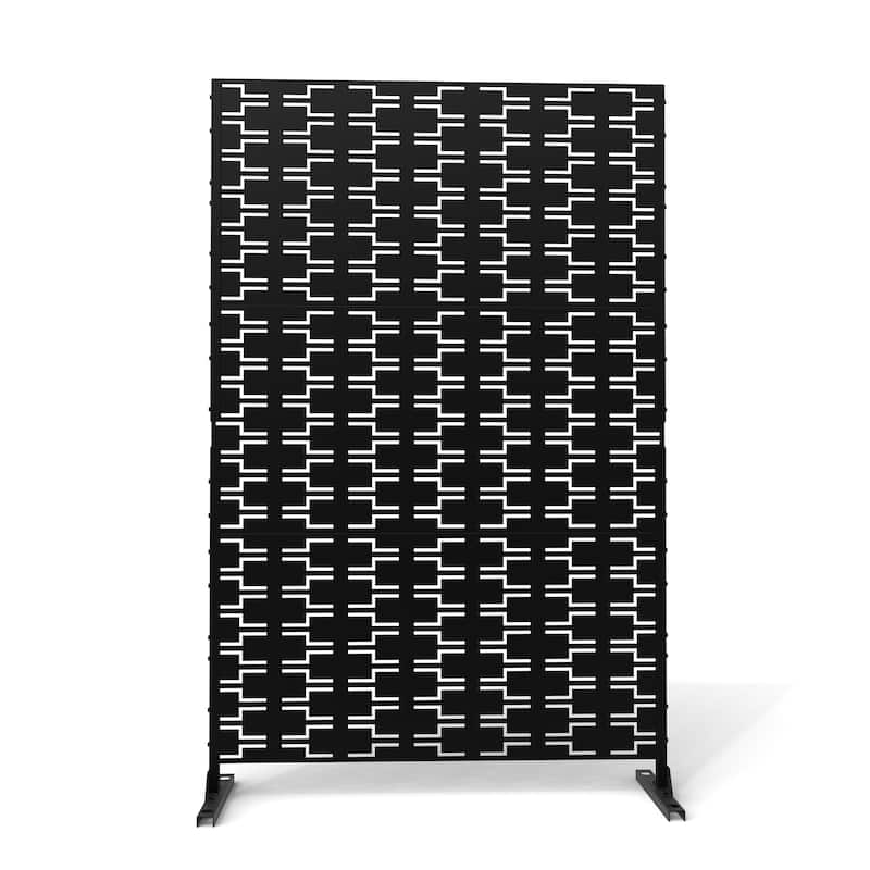 Outdoor Privacy Screen with Stand for Patio Garden Metal Fence