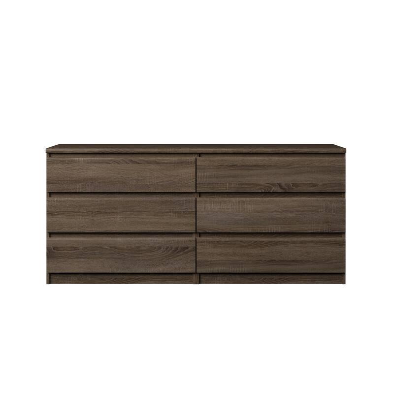 6-Drawer Double Dresser with Modern Minimalist Look, Large Capacity Storage, and Clean Contemporary Styling