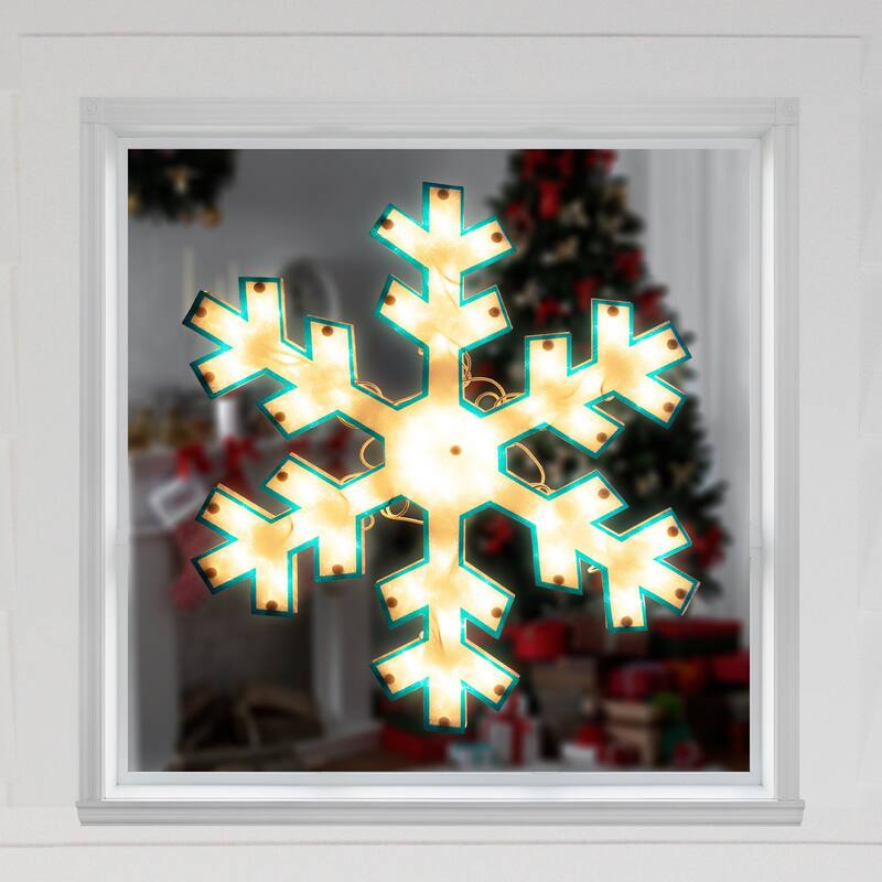 16.75" Lighted Snowflake Christmas Window Silhouette Decoration