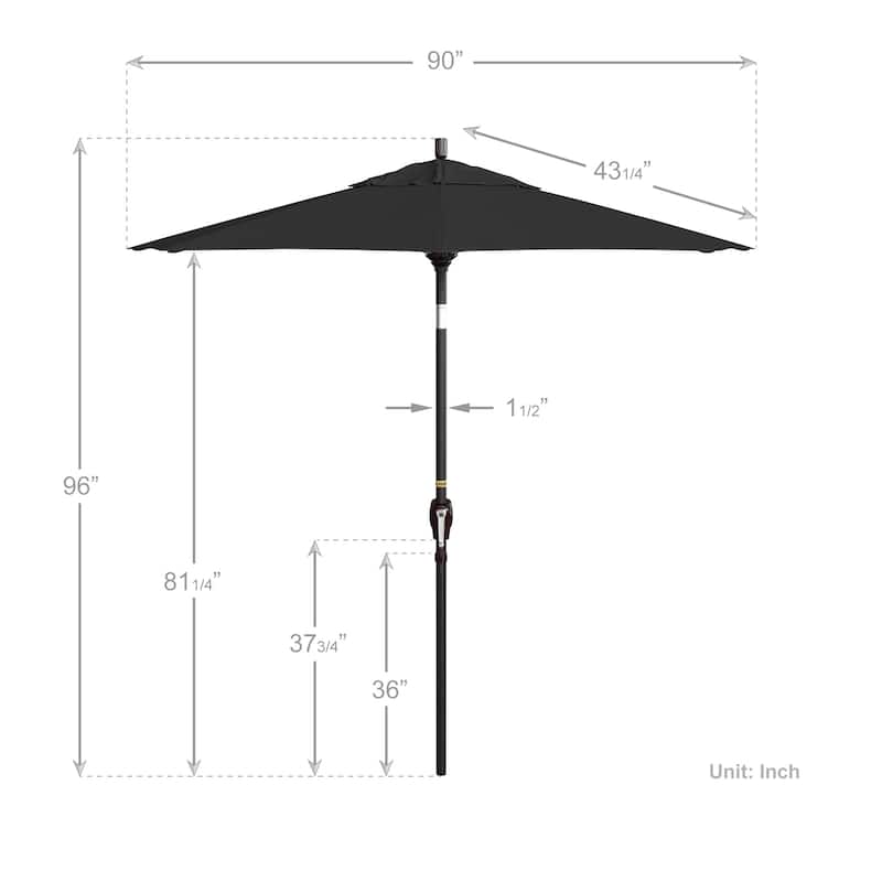 California Umbrella 7.5' Round Crank Lift Push Button Tilt Bronze Aluminum Patio Umbrella with Olefin Royal Blue Fabric