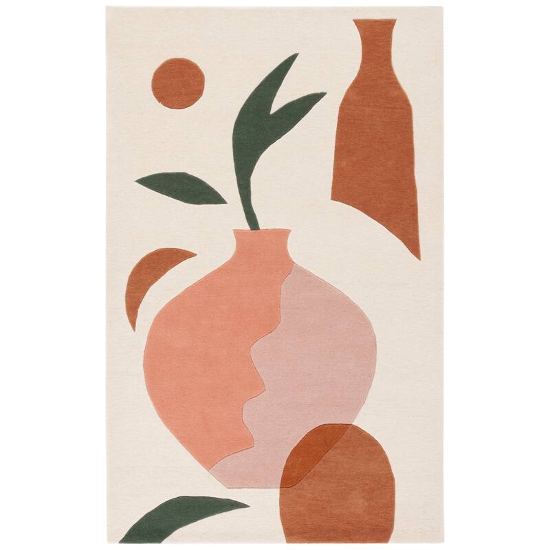 SAFAVIEH Handmade Rodeo Drive Kyara Mid-Century Modern Wool Rug - 3' x 5' - Ivory/Pink
