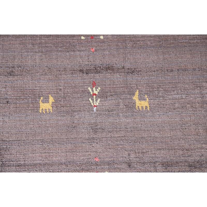 Brown Gabbeh Oriental Area Rug Handmade Wool Carpet - 8'1"x 9'10"