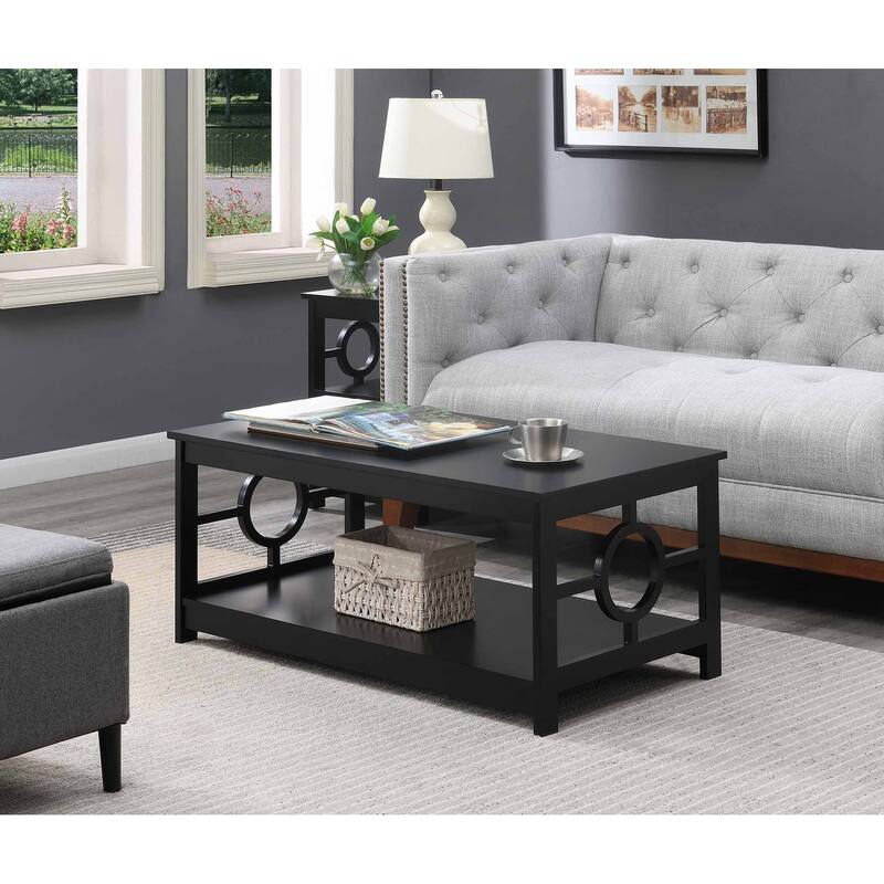 Convenience Concepts Ring Coffee Table with Shelf - Black