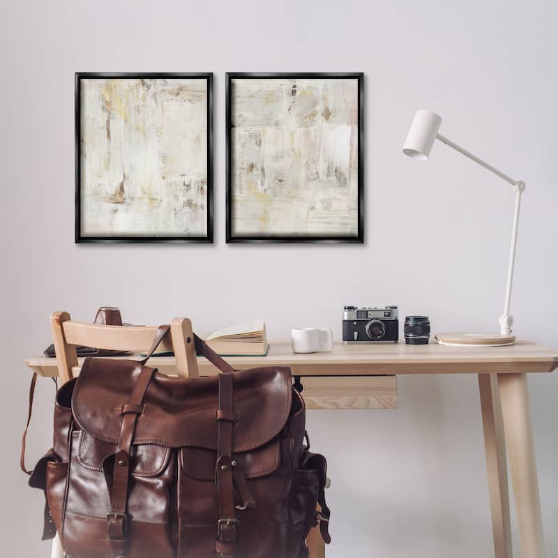 Stupell Contemporary Muted Abstracts Framed Floater Canvas Wall Art Design By Victoria Barnes (Set of 2)