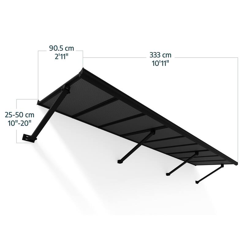 Canopia Augustine 3 ft. Black/Gray Door and Window Awning