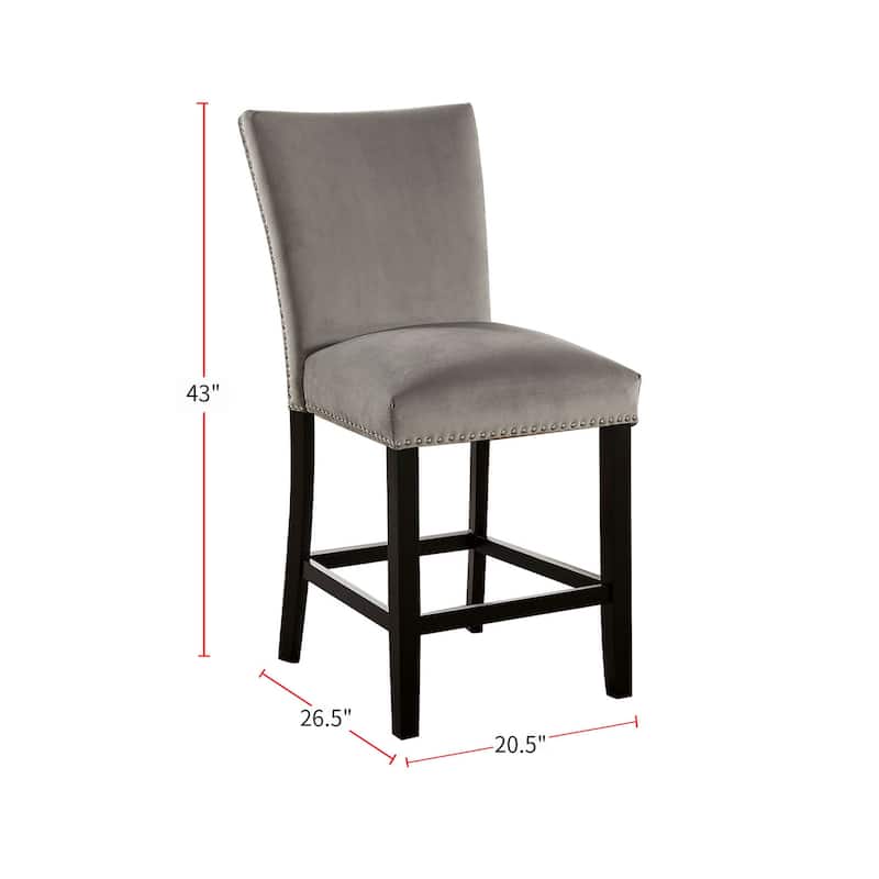 Wooden Counter Height Chair with Backrest Design in Light Gray