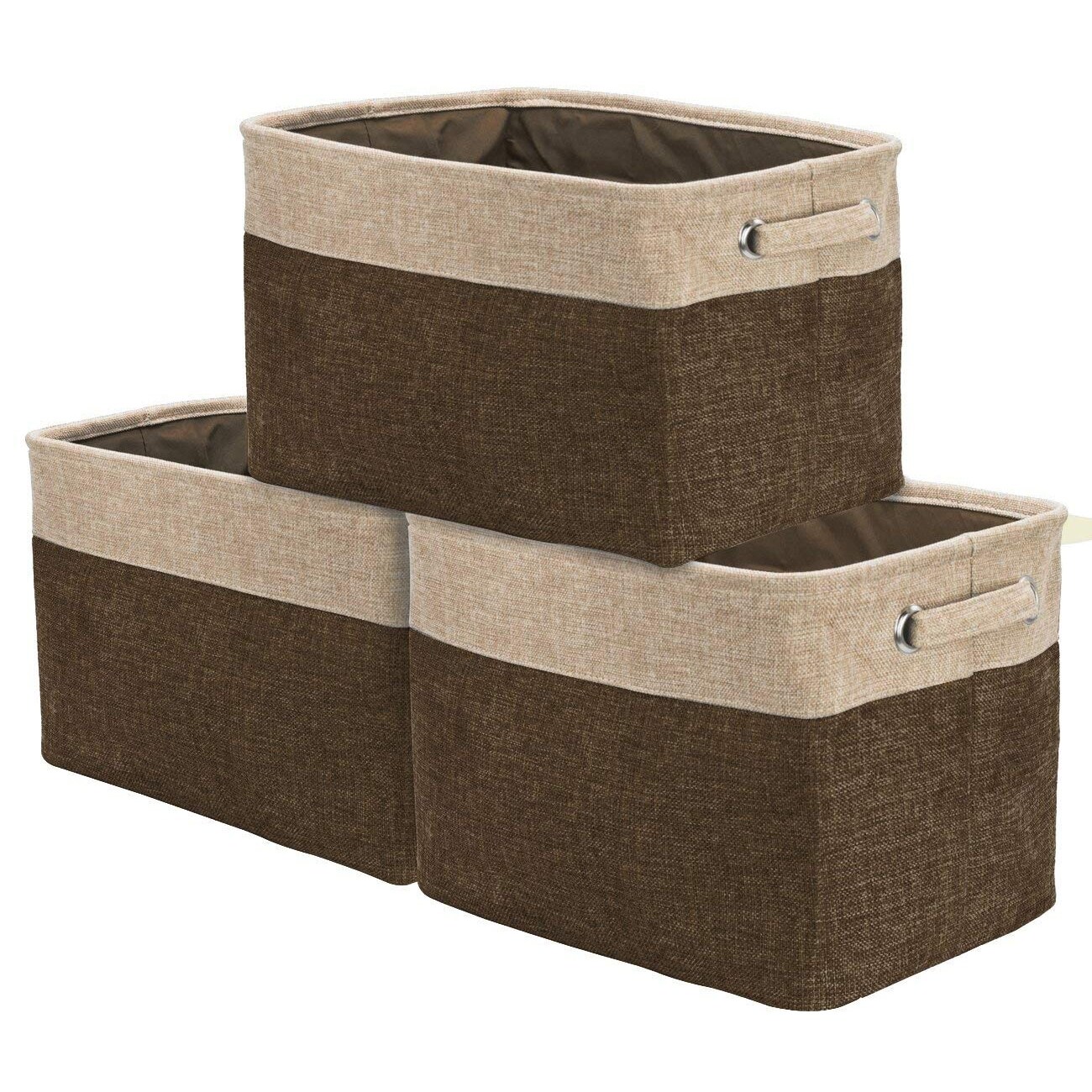 Twill Storage Basket Set - 3 Pack, Black - Overstock - 25451576