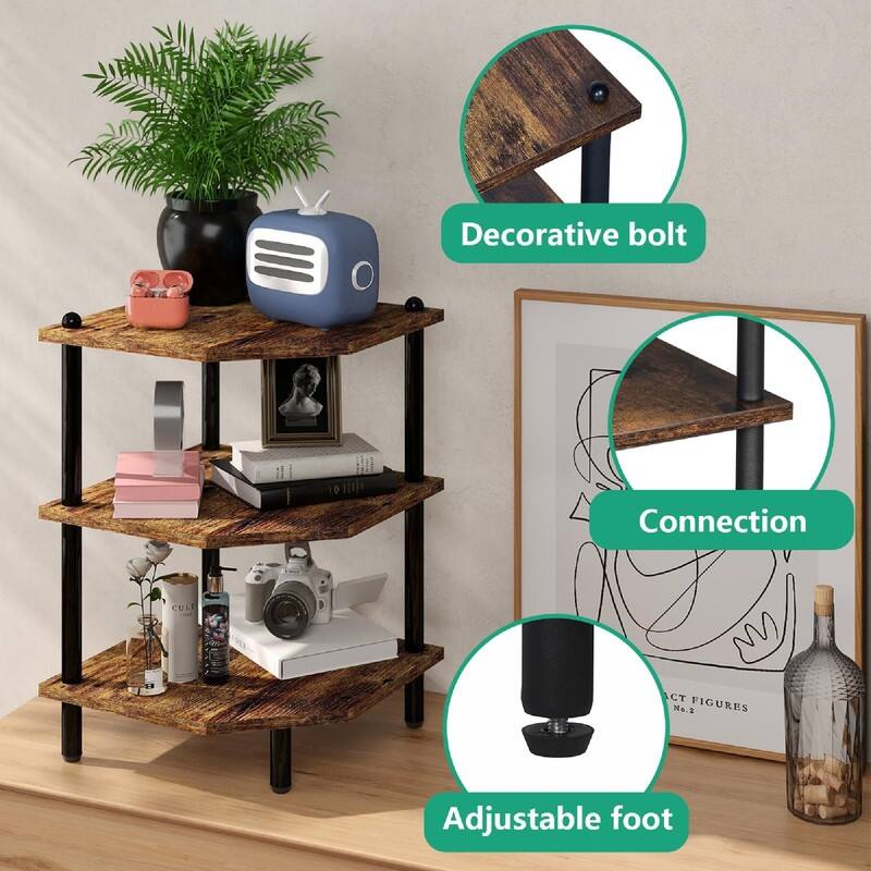 Corner Stand Shelf for Storage - 11.8"D x 11.8"W x 13.6"H