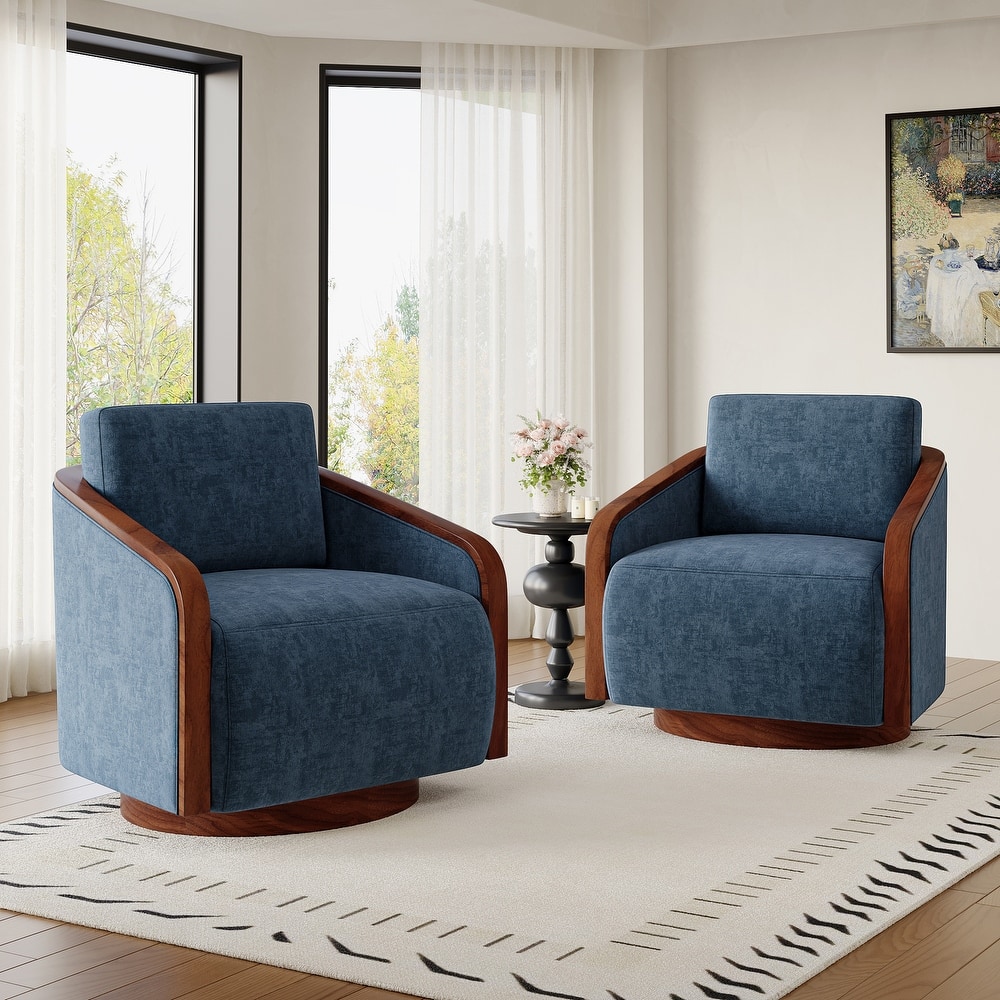 Modern Upholstered Swivel Accent Chair Set of 2