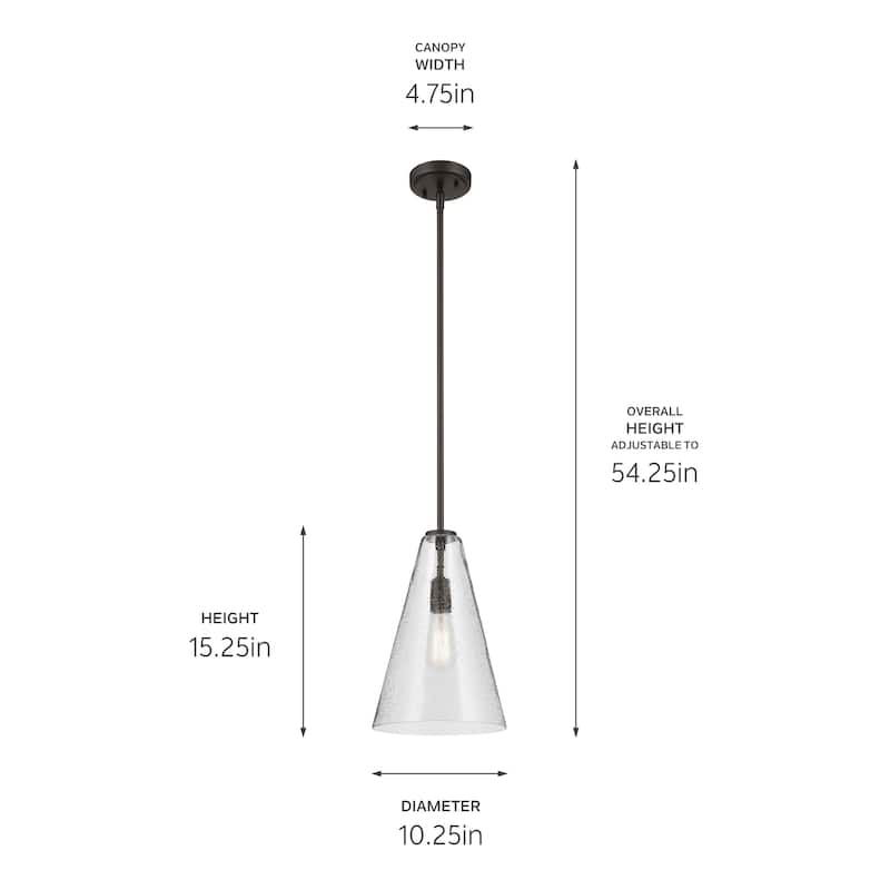 Kichler Lighting Everly 1-Light Cone Pendant Light with Seeded Glass