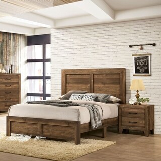 Loa Rustic Light Walnut 2-Piece Panel Bedroom Set by Furniture of ...