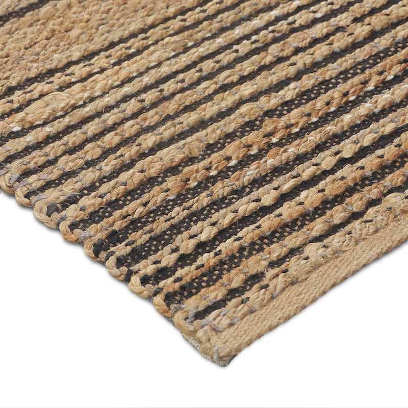 Sevita Organic Jute Striped Area Rug, Tan and Black