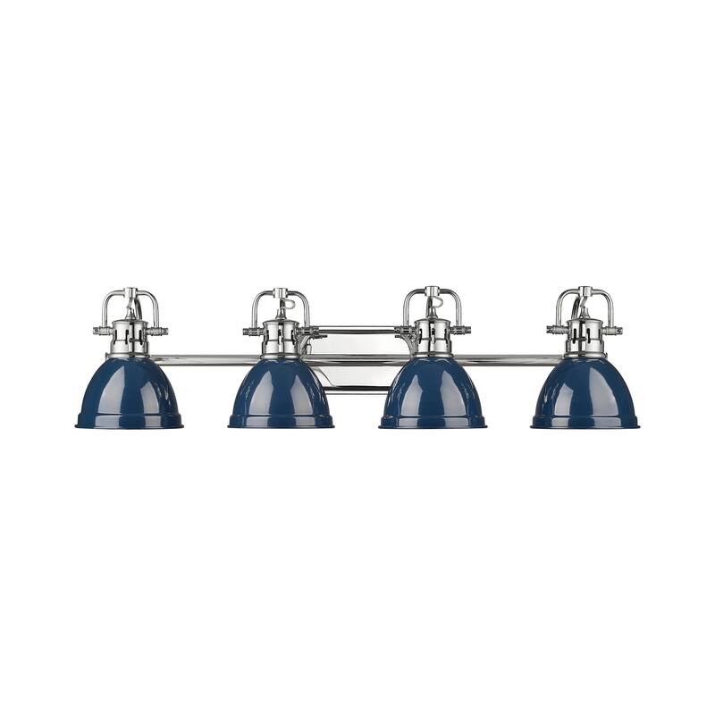 Yep by Golden Lighting Duncan 4-light Vanity in Chrome and Navy Blue shade