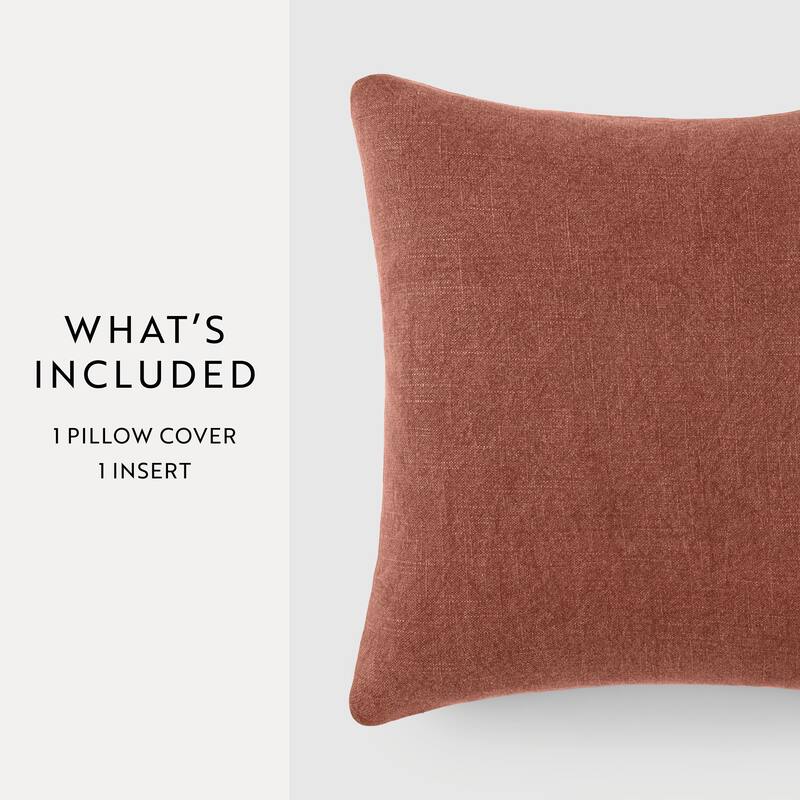 Washed and Distressed Cotton Decor Throw Pillow in Stone Washed