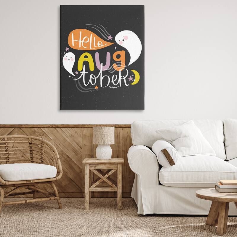 Stupell Hello Augtober with Ghosts Canvas Wall Art Design By Mandy Ford Art + Illustration