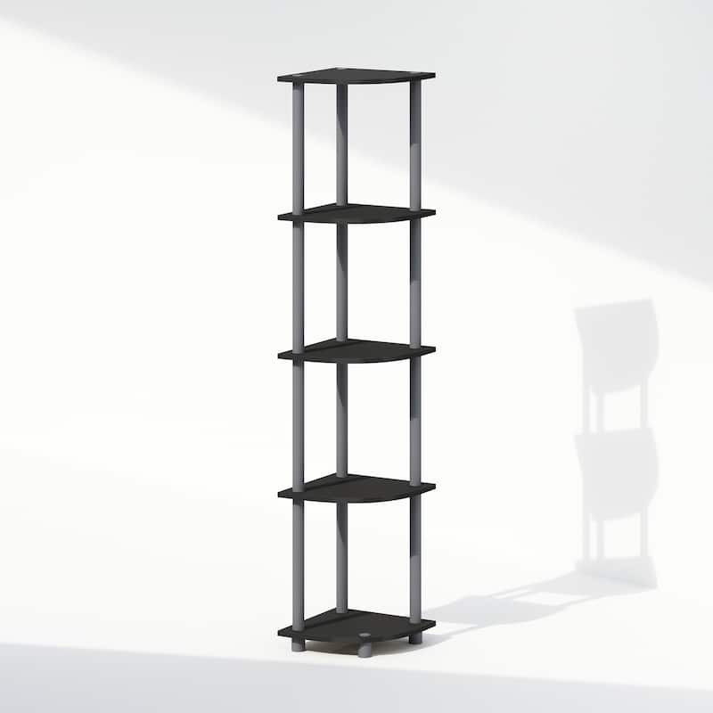 5 Tiers Wood Household Shelving Unit in Black/Grey (11.6 in. W x 57.7 in. H x 11.6 in. D)