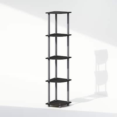 5 Tiers Wood Household Shelving Unit in Black/Grey (11.6 in. W x 57.7 in. H x 11.6 in. D)