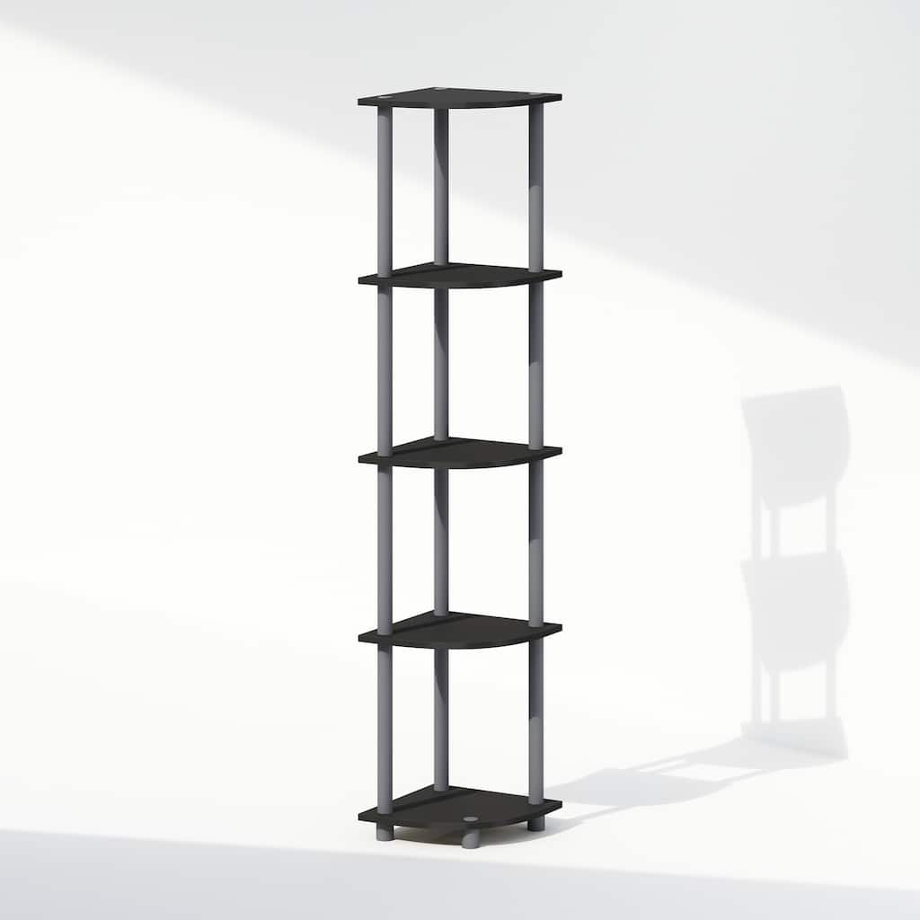 5 Tiers Wood Household Shelving Unit in Black/Grey (11.6 in. W x 57.7 in. H x 11.6 in. D)