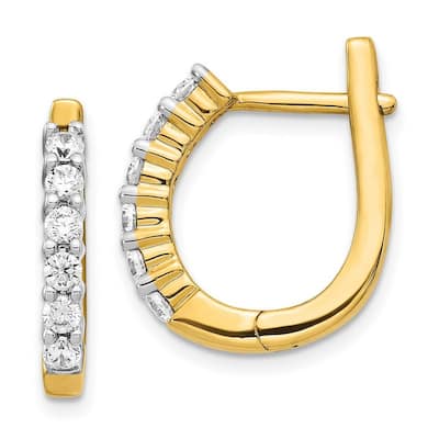 Curata 14k Diamond Hinged Hoop Earrings - 19x16mm Wide 2mm Thick
