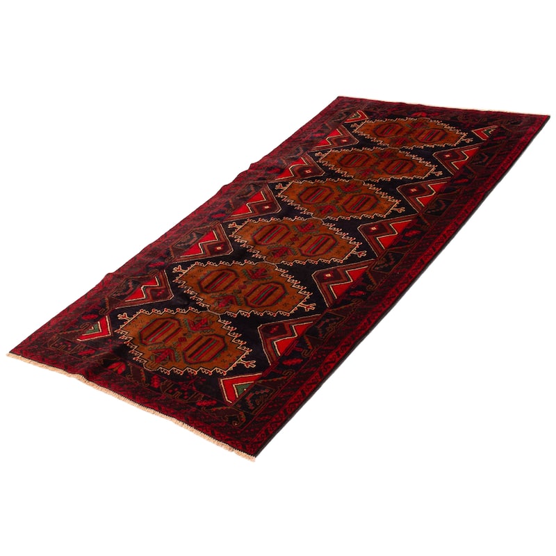 ECARPETGALLERY Hand-knotted Teimani Navy, Red Wool Rug - 4'5 x 9'3